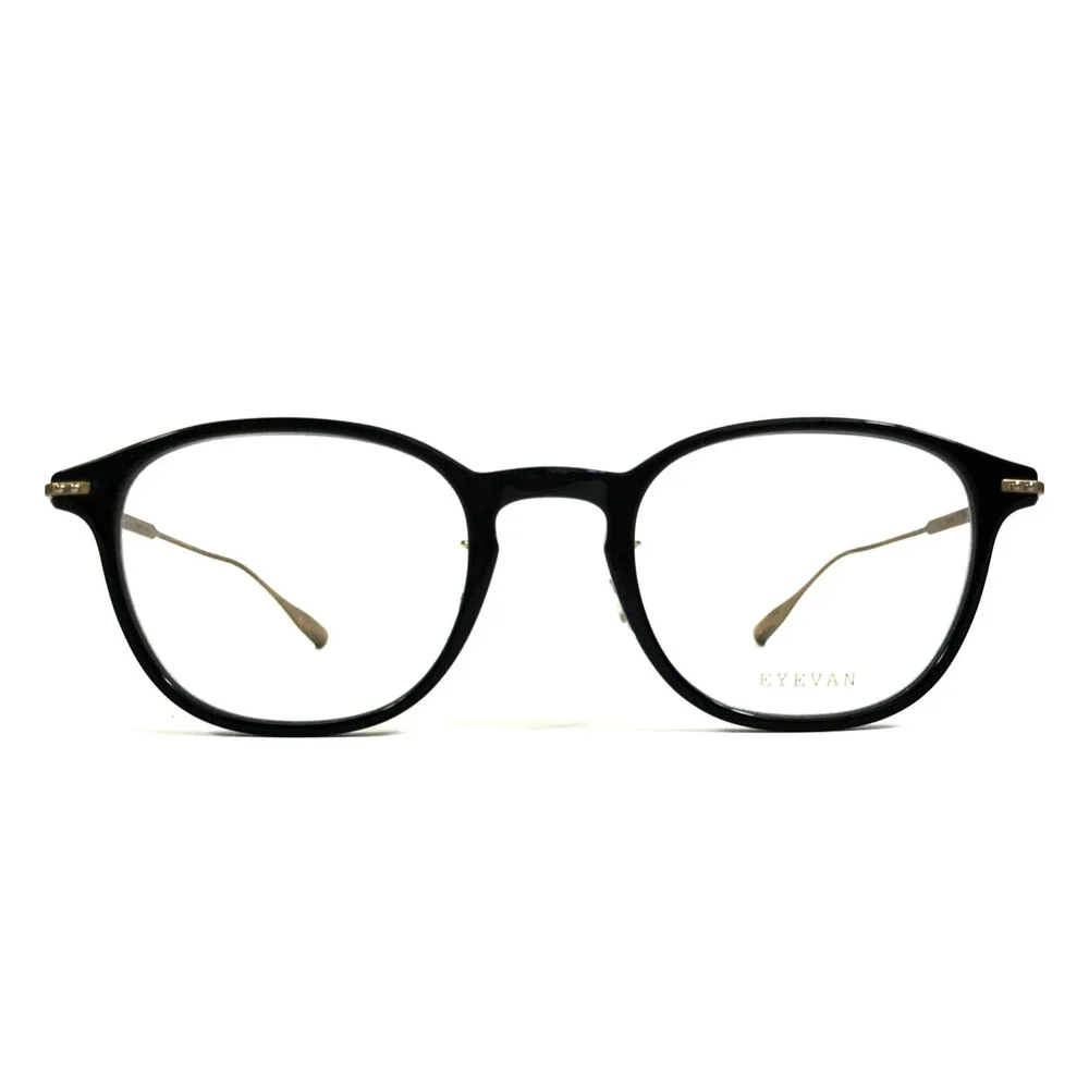 Eyevan 1985 Eyeglasses Frames Danny PBK Polished Black Antique Bronze 47-21-145